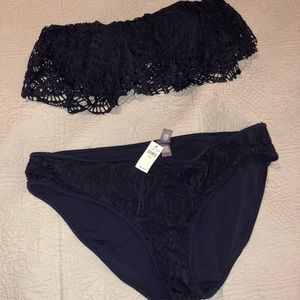 Navy Lace Bathing Suit